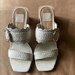Dolce Vita Cream Braided Buckle Slide Sandals
